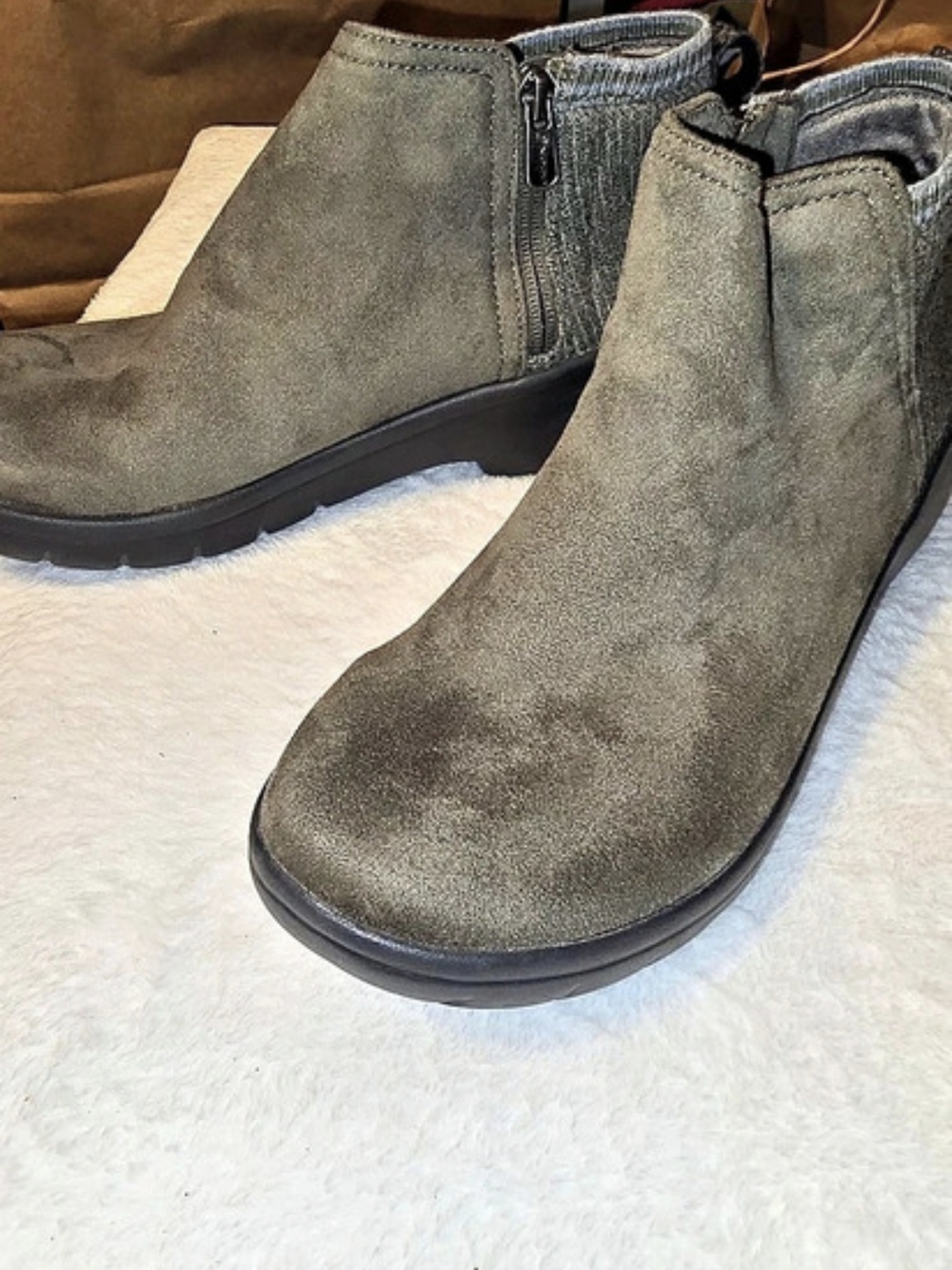 Bzees Frill Slip-On Gray US 9M Slip-On Booties
